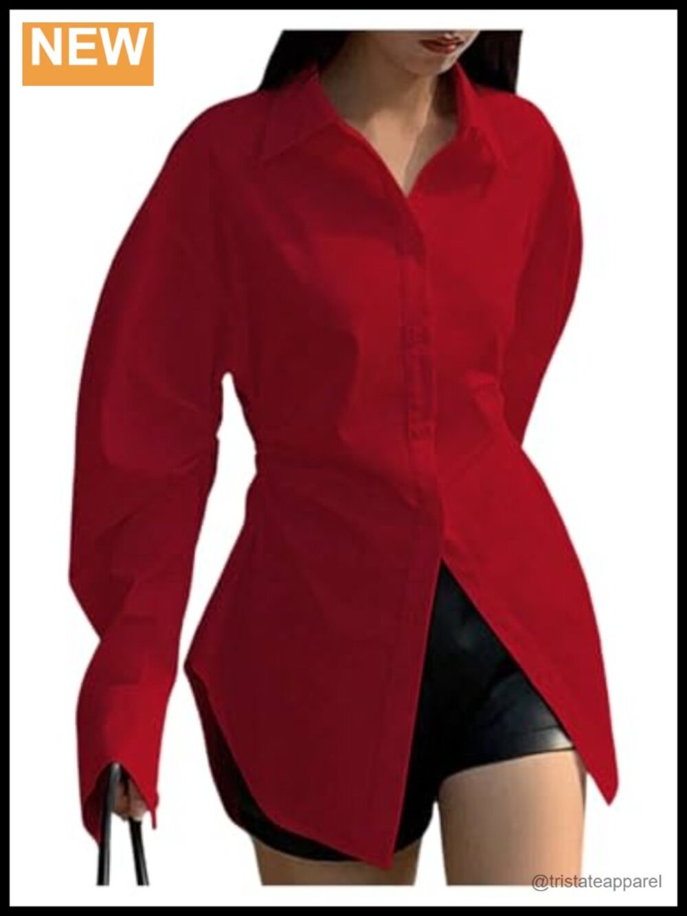Women's Button Down Long Sleeve Blouse Fitted Collared Tunic Top